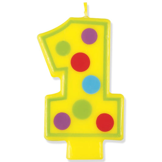 Unique Industries Decorative Polka Dot Number 1 Birthday Candle