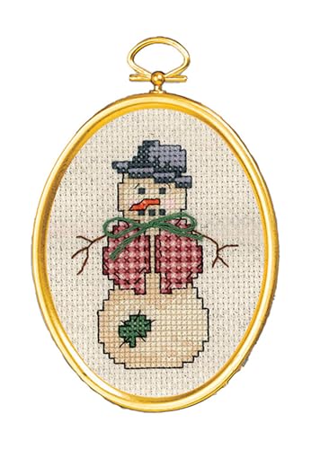 Janlynn 21-1797 14 Count Dapper Snowman Mini Counted Cross Stitch Kit, 3" by 4"