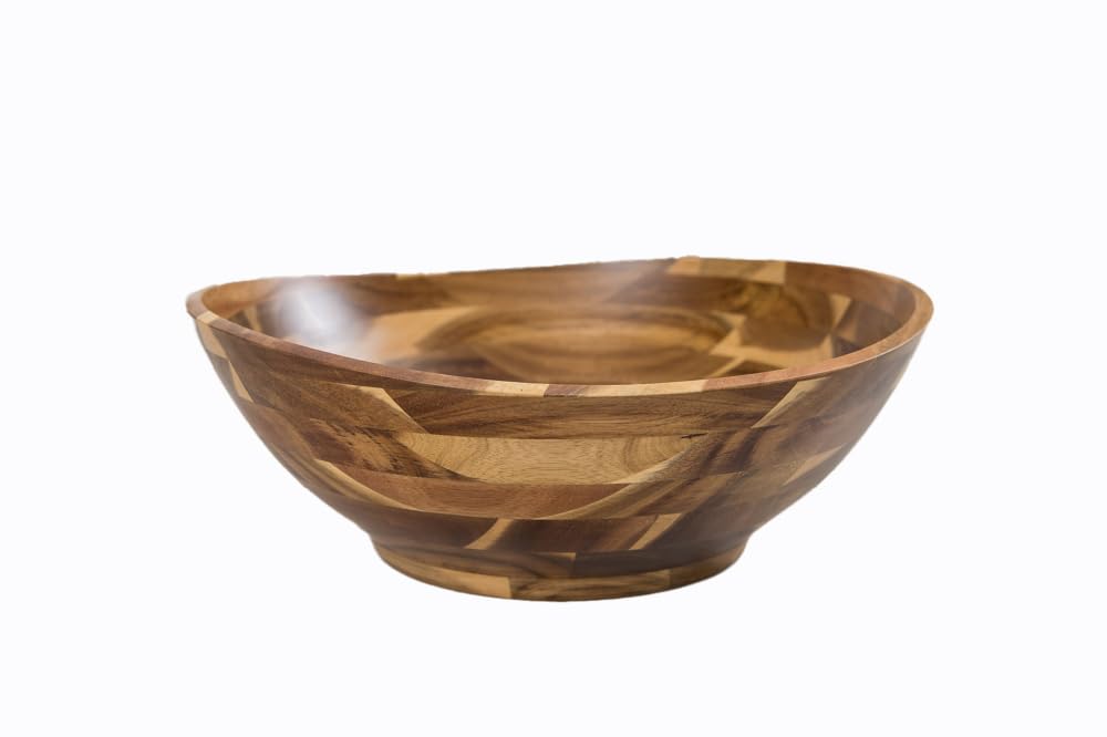 Lipper International Acacia Wood Natural Round Flared Bowl for Fruits, Salads, or Popcorn, 13" Diameter x 6"