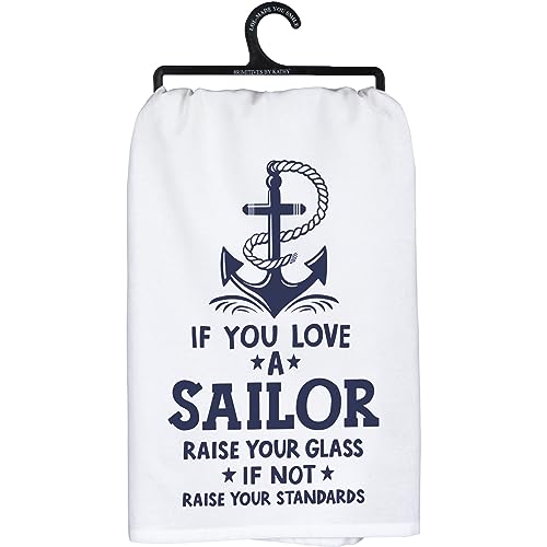 Primitives by Kathy 107834 Love a Sailor Dish Towel, 28-inch Square