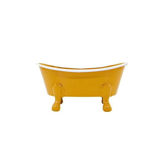 Foreside Home and Garden Soap Dish, Mustard & White