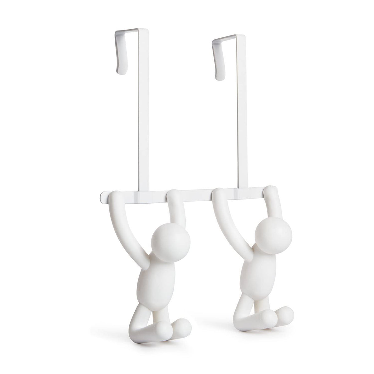 Umbra Buddy Over The Door Double Hook- Over the Door Double Hook, Decorative, Increases Storage, Storage for Coats, Hats, Scarves, Towels and More, Matte White Finish