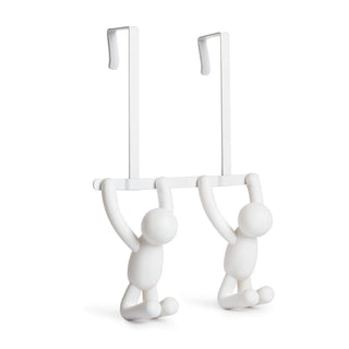 Umbra Buddy Over The Door Double Hook- Over the Door Double Hook, Decorative, Increases Storage, Storage for Coats, Hats, Scarves, Towels and More, Matte White Finish