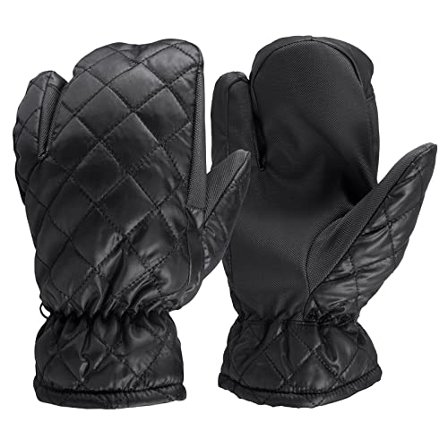 HORZE Three Finger Mittens - Quilted - Black - 10