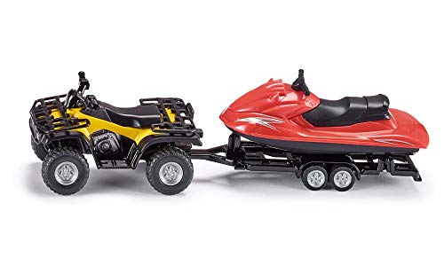 SIKU 2314, Quad with Trailer and Jet-Ski, 1:50, Metal/Plastic, Yellow/Red, Detachable Trailer, Floating Jet-ski