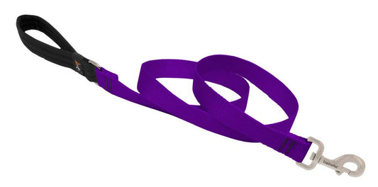 Lupine Pet Dog Leash by Lupine in 1" Wide Purple 6-Foot Long with Padded Handle