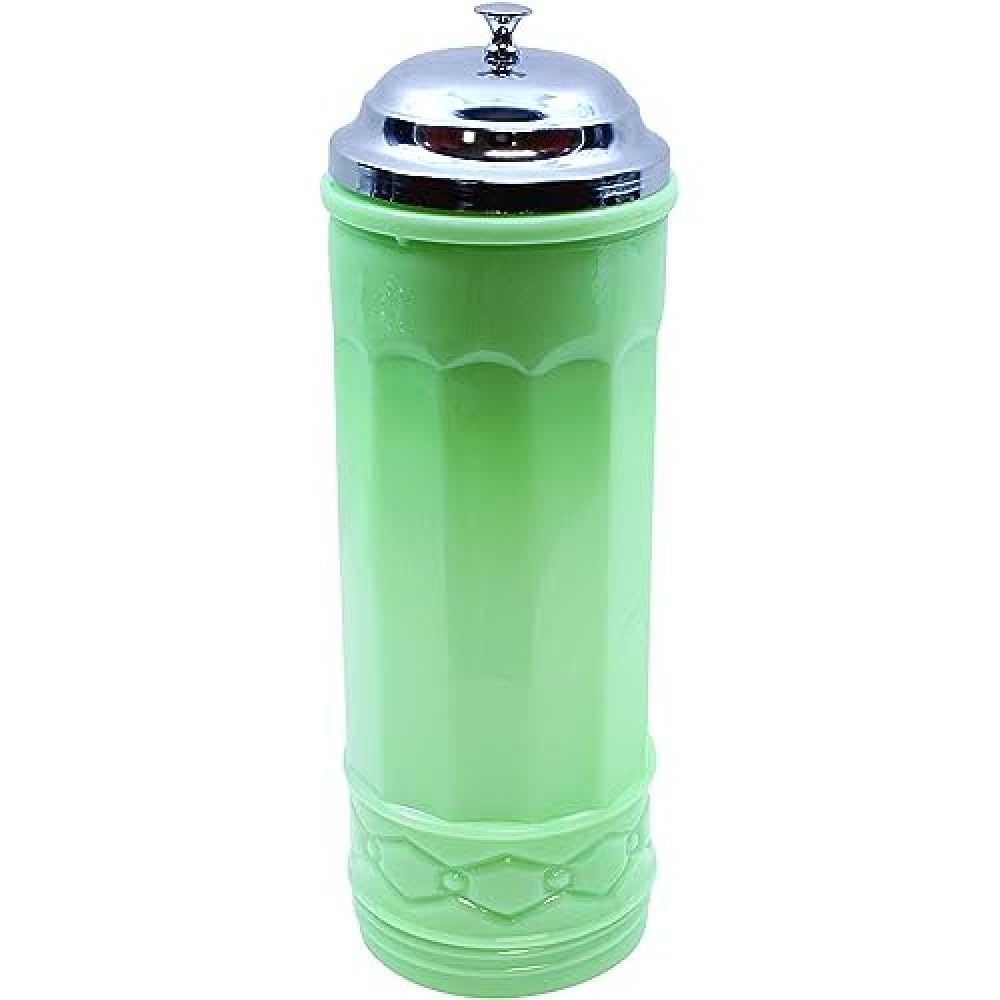 Tablecraft HJ714 Straw Jar with Metal Lid, Green