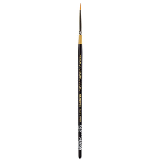 KINGART Original , Premium Artist Brush, Golden TAKLON Round-Size: 0, 0, Black/Gold