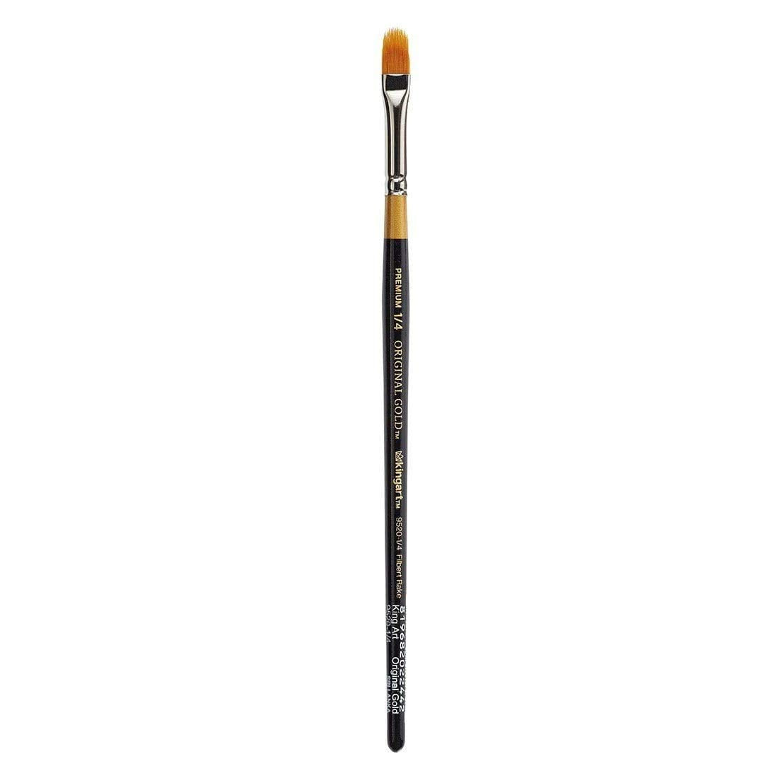 KingArt 9520 Series , Premium Artist Brushes,Original Gold-Golden TAKLON Filbert RAKE-Size: 1/4