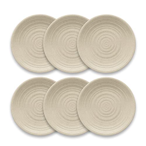 TarHong Planta Artisan Solid Dinner Plate, 10.5", Planta (Majority Plant Based with Melamine Binder), Shatterproof, Indoor/Outdoor Entertaining, Set of 6, Birch Matte