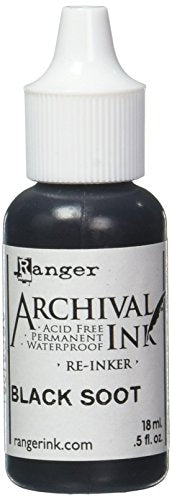Ranger Archival Pad Reinker .5oz, Black Soot