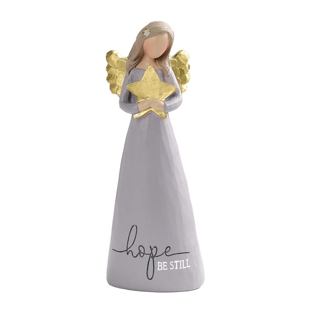 Blossom Bucket Hope Be Still Star Lilac Purple 6 inch Resin Stone Collectible Angel Figurine