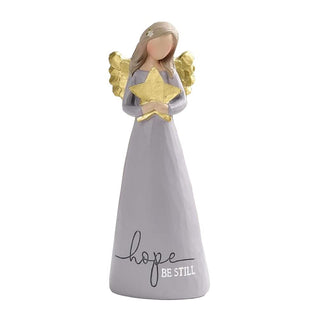 Blossom Bucket Hope Be Still Star Lilac Purple 6 inch Resin Stone Collectible Angel Figurine