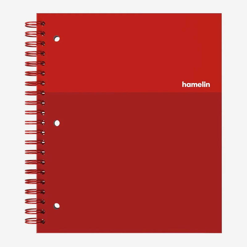 Hamelin 1 Subject, Graph Paper, Hard Cover Spiral Bound Grid Notebook, 4 Square Per Inch 150 Pages RUBY Red 8.5"x11"