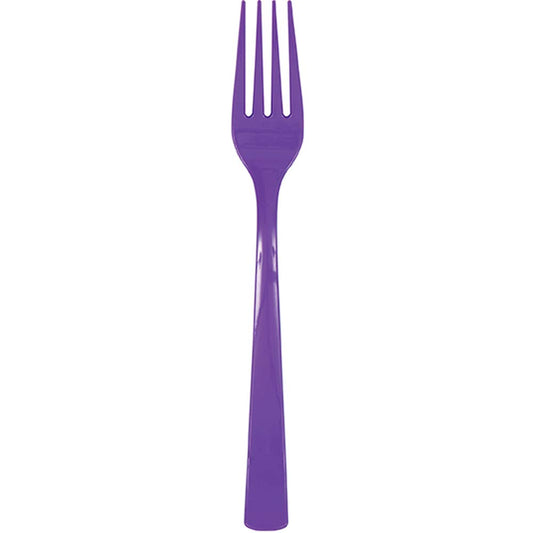 Unique Industries 39528 Neon Purple Solid Plastic Forks, 18 Count