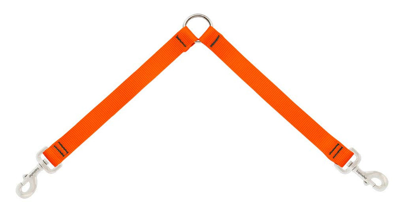 Coupler for Walking Two Medium or Larger Dogs Together, 1" Wide Blaze Orange by Lupine, 24" Long