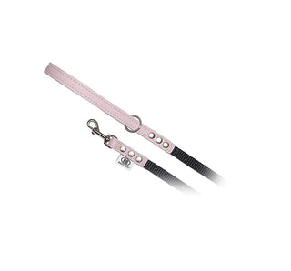 Buddy Belts Pebble Grain Accent Leather Nylon Leash Pink - Premium Edition (1/2" x 4')