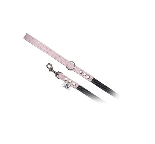 Buddy Belts Pebble Grain Accent Leather Nylon Leash Pink - Premium Edition (1/2" x 4')
