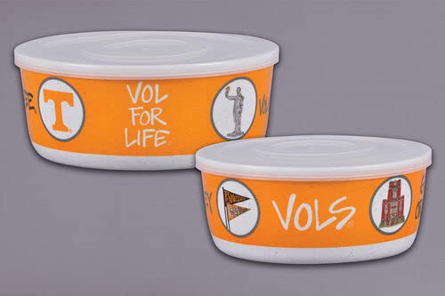 Magnolia Lane University Tennesse The Volunteers Football Bowl Container with Lid, Set of 2, Kitchen Accessories
