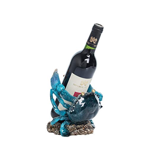 Beachcombers B23502 Crab Wine Bottle Holder, 7-inch Length, Blue