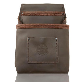 Graintex OS2318 2 Pocket Nail & Tool Pouch Top Grain Oil Tanned Leather for Framers, Constructors, Electricians, Plumbers, Handyman Brown