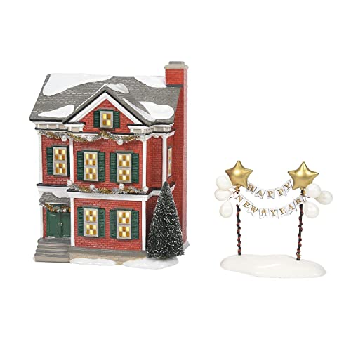 *Department 56 Snow Village Ready for New Year's Eve Lighted Building, Set of 2, 8.39 Inches