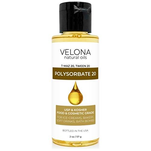 Polysorbate 20 by Velona - 2 oz | Solubilizer, Food & Cosmetic Grade | All Natural for Cooking, Skin Care and Bath Bombs | Use Today - Enjoy Results