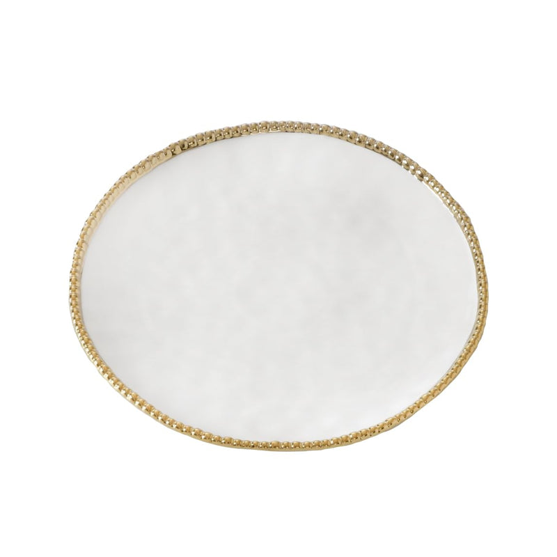Pampa Bay Porcelain Round Dinner Plate, 11.25 x 11.25 Inch., White/Gold Tone, Oven and Dishwasher Safe