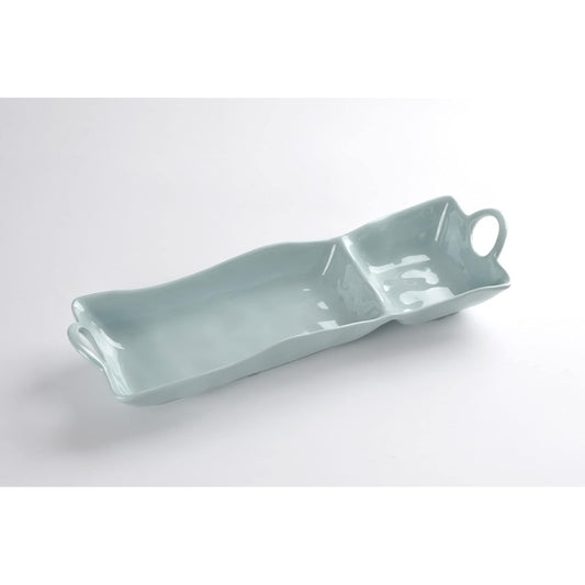 Pampa Bay Shatterproof Melamine Chip and Dip, 18.5 x 5.5 Inch, Food, Freezer, Dishwasher Safe — Pastel Blue