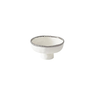 Pampa Bay Dishware Bowl, 8 x 4 Inch, White/Silver