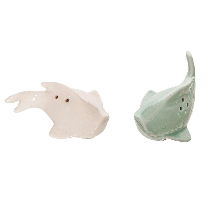 Beachcombers Green Bisque Fish Salt and Pepper Shaker, Set of 2, 2.84-inch Length, Kitchen Accessories