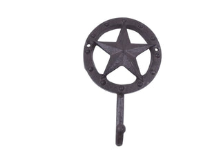 Hampton Iron HANDCRAFTED NAUTICAL D√âCOR Cast Iron Lone Star Decorative Metal Wall Hook 5"