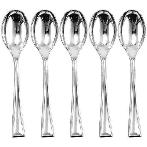 Amscan Mini disposable-spoons, 1/2" x 4", Silver
