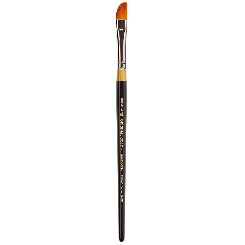 KINGART Premium Original Gold 9330-10 Curved Flat Shader Series Artist Brush, Golden Taklon Synthetic Hair, Short Handle, for Acrylic, Watercolor, Oil and Gouache Painting, Size 10