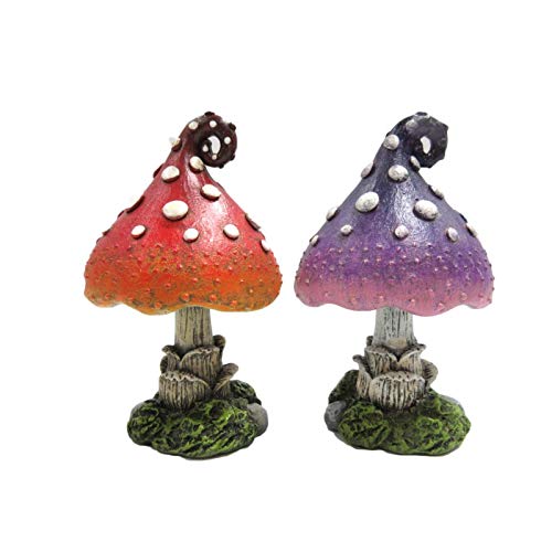 Pacific Trading Giftware Enchanted Garden Decorative Mushrooms Set of 2 Mini Fairy Garden Decorative Accessory 4.75 inch Tall