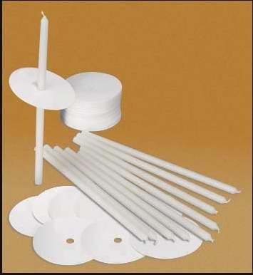 Creative Brands Church Service Ceremony Candlelight Vigil 8 1/2" H x 1/4" Dia Polar Candles with Paper Drip Protectors - 50 Per Box