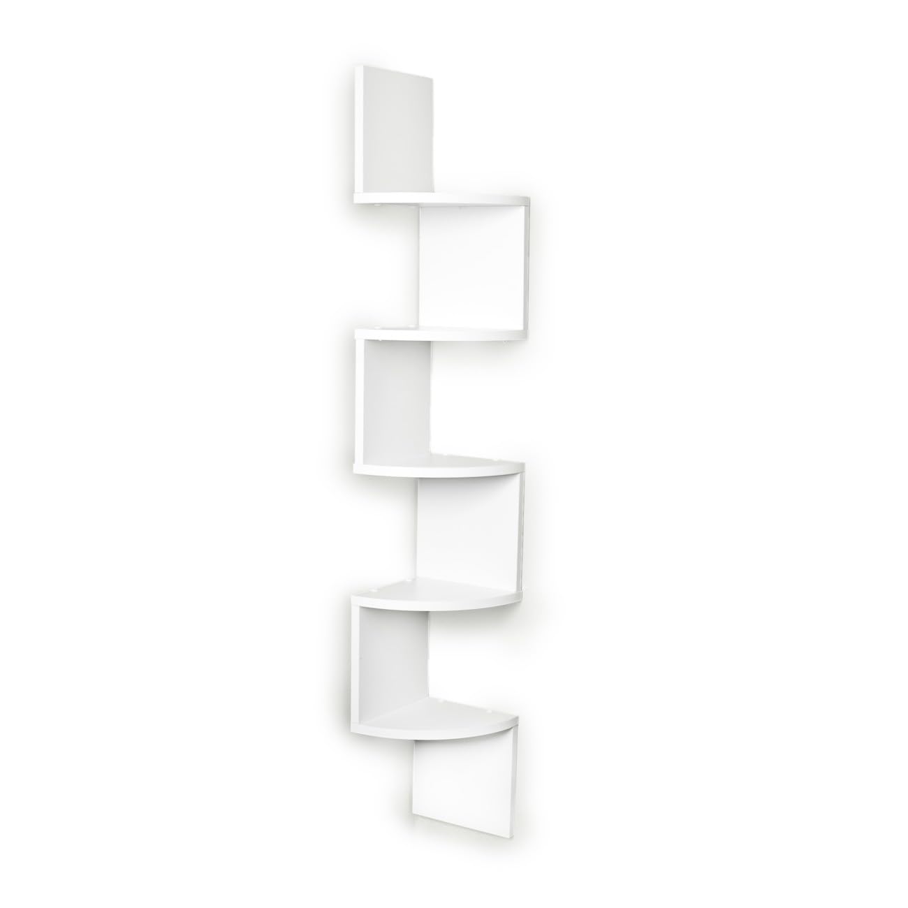Danya B. XF11035W Large Decorative 5-Tier Corner Floating Wall Mount Display Shelving Unit - White