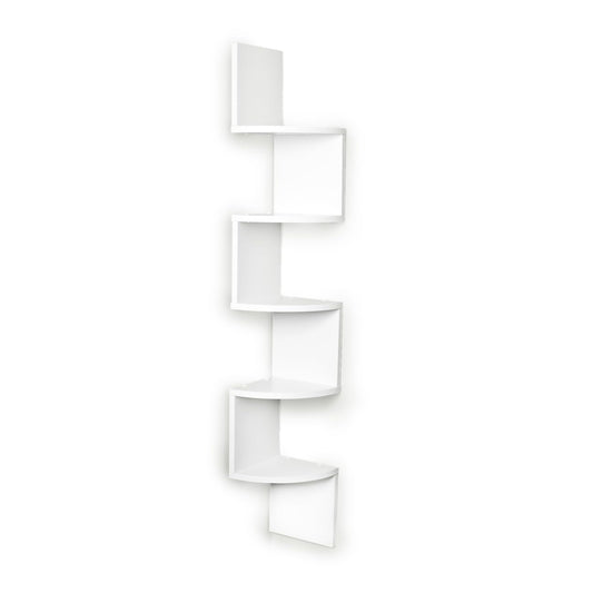 Danya B. XF11035W Large Decorative 5-Tier Corner Floating Wall Mount Display Shelving Unit - White