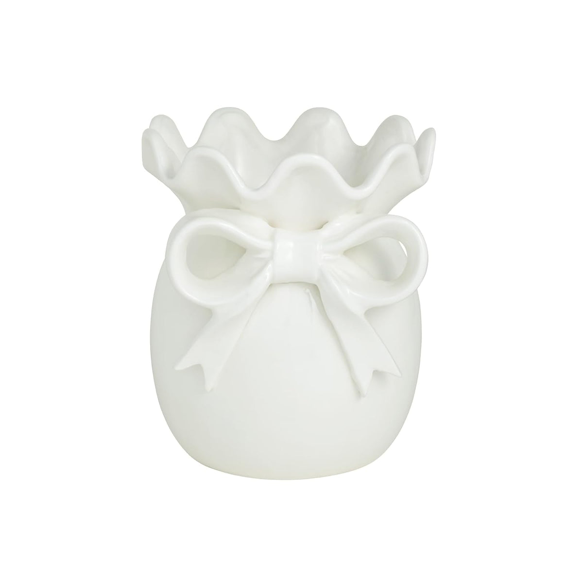 Mud Pie Vase, 7" x 6" dia, White
