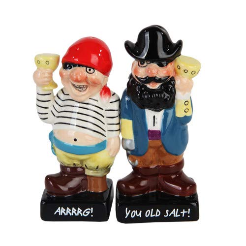 Pacific Giftware 3.75" Captain Hook & Pirate Cheers Magnetic Salt & Pepper Shakers -Attractives Collection