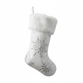 Comfy Hour 18 Inch Velvet Christmas Stocking, Snowflake Decor, 1 Unit