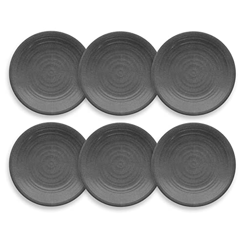 TarHong Planta Artisan Solid Salad Plate, 8.5", Planta (Majority Plant Based with Melamine Binder), Shatterproof, Indoor/Outdoor Entertaining, Set of 6, Gray Matte