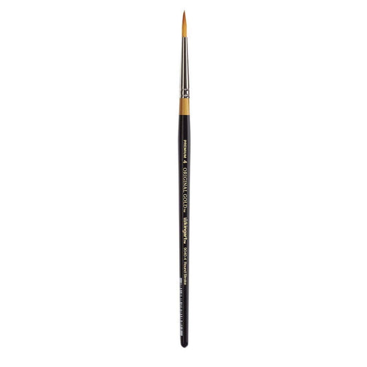 KingArt Original Gold 9040 Series , Premium Artist Brush, Golden TAKLON Round Stroke-Size: 4, 4