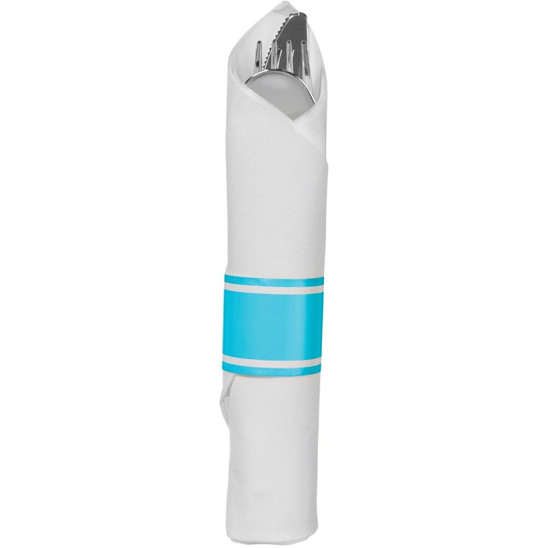 Carribean Blue Premium Rolled Cutlery Set (10 Count) - Includes Fork, Knife, & Spoon - Perfect for Parties & Special Events