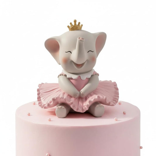 Comfy Hour 3.4 Inch Elephant Cake Topper Girl Figurine, Pink Ballerina