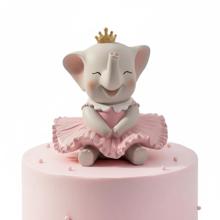 Comfy Hour 3.4 Inch Elephant Cake Topper Girl Figurine, Pink Ballerina