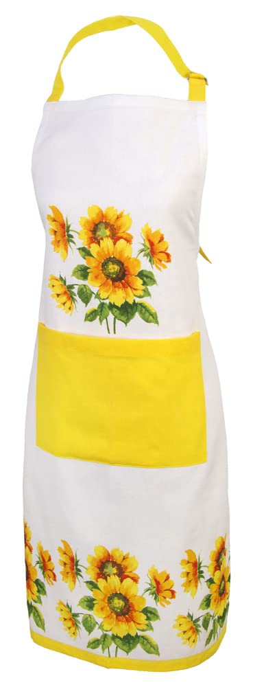 Boston International Cotton Kitchen Apron, 34 x 24-Inches, Colourful Sunflowers