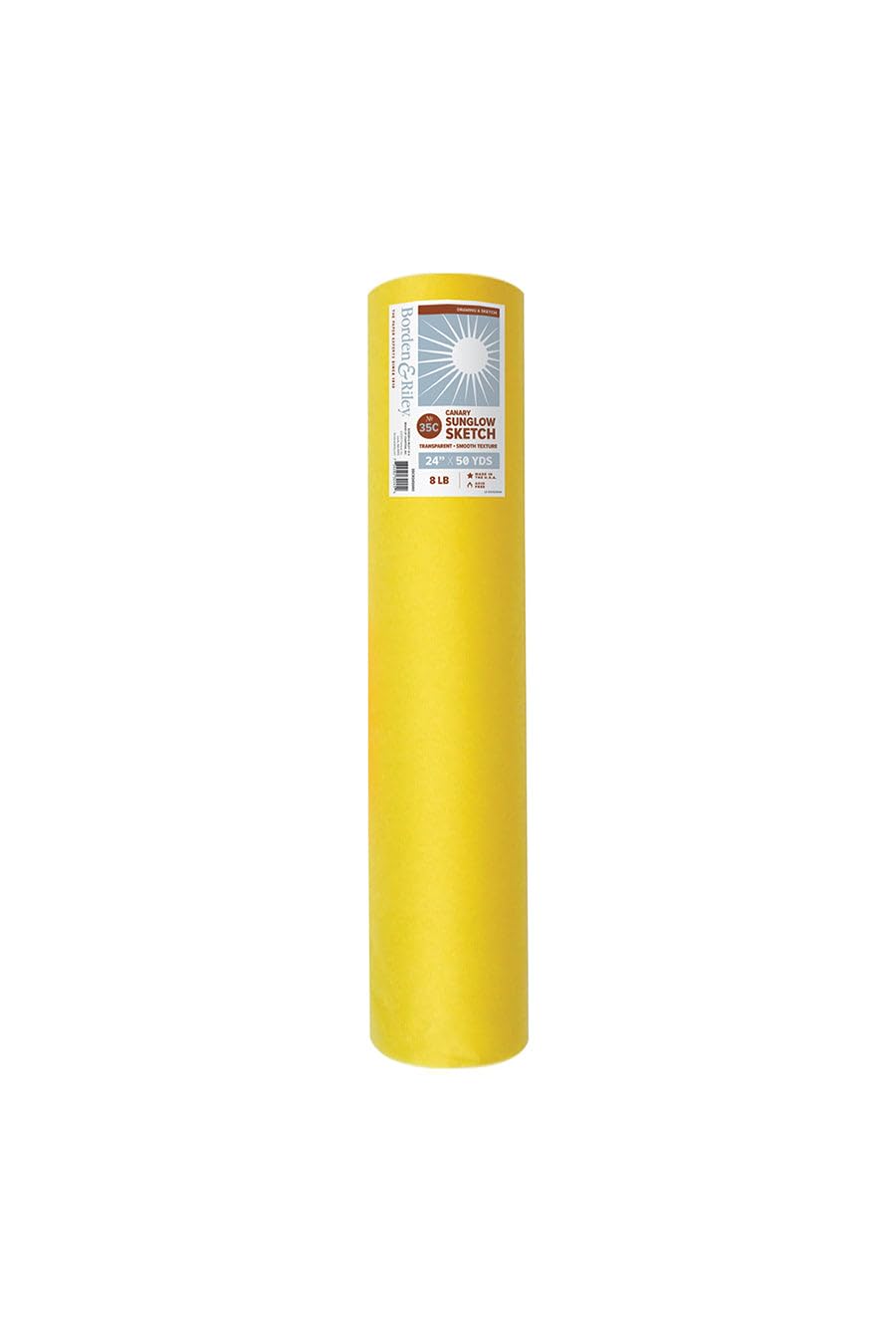 Chartpak Borden & Riley #35C Sun-Glo Thumbnail Sketch Paper Roll, 24" x 50 Yards, 8 LB, Canary Yellow, 1 Roll Each (35CR245000)