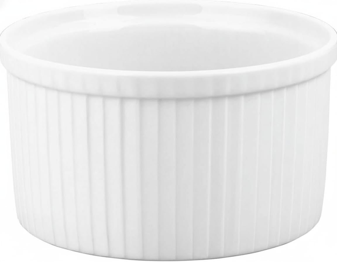 Pillivuyt Porcelain 8-Cup, 7-1/4-Inch Deep Classic Pleated Souffle Dish