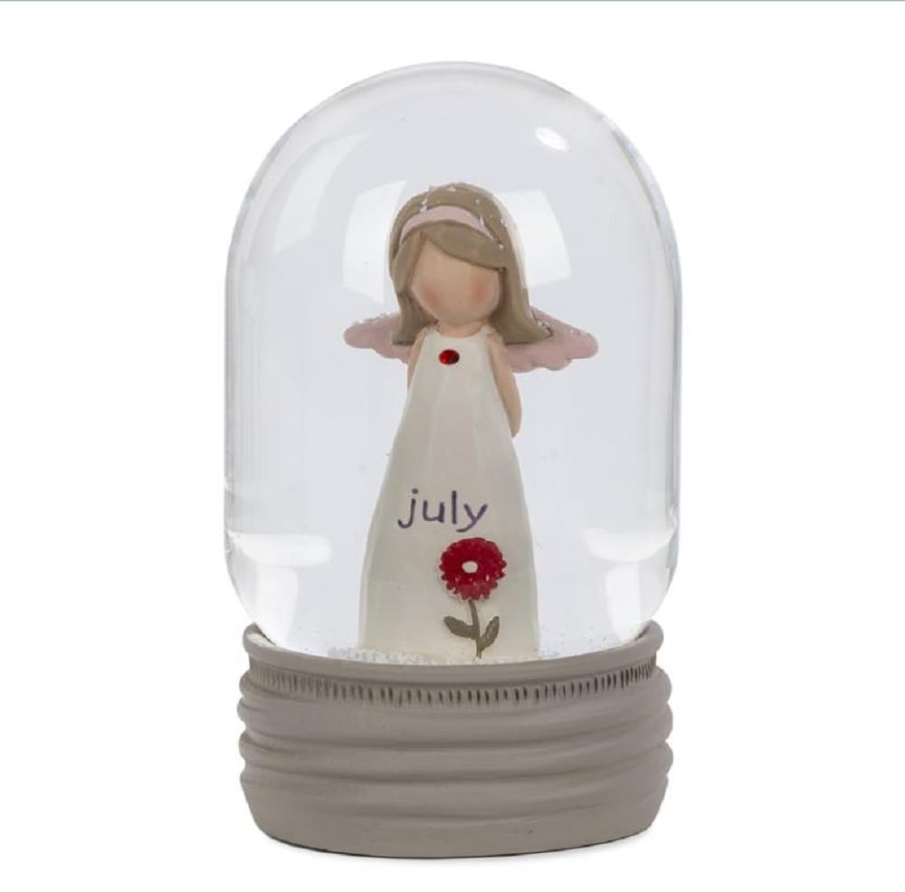 Blossom Bucket July Birthstone Angel Snow Globe, 4.25-inch Height, Resin, Home, Home Décor